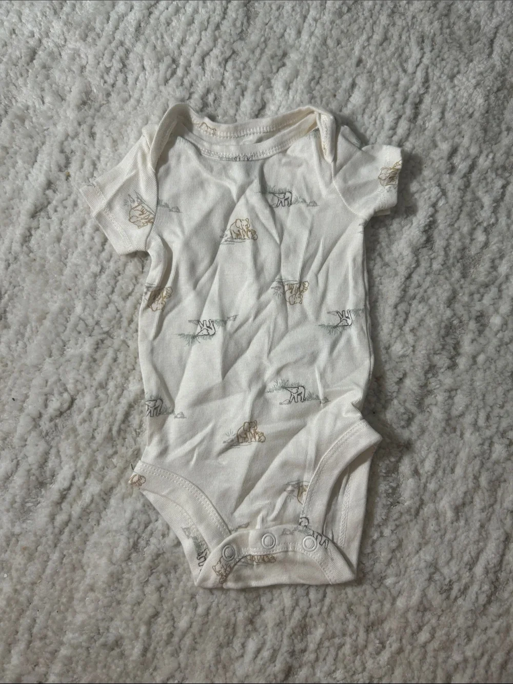 Carter's Cream Short-Sleeve Animal Print One-Piece